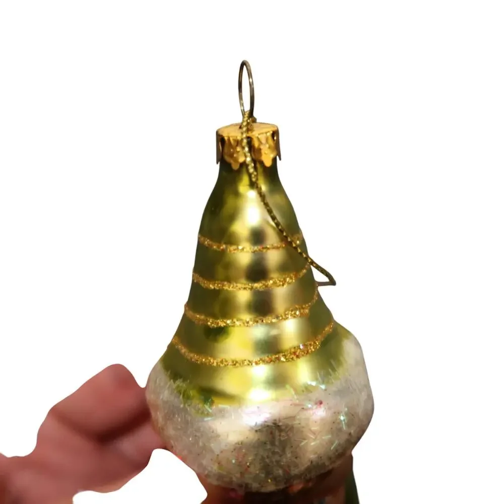 Knee Hugger Elf on a Shelf Blown Glass Christmas Ornament 6 in Vintage
